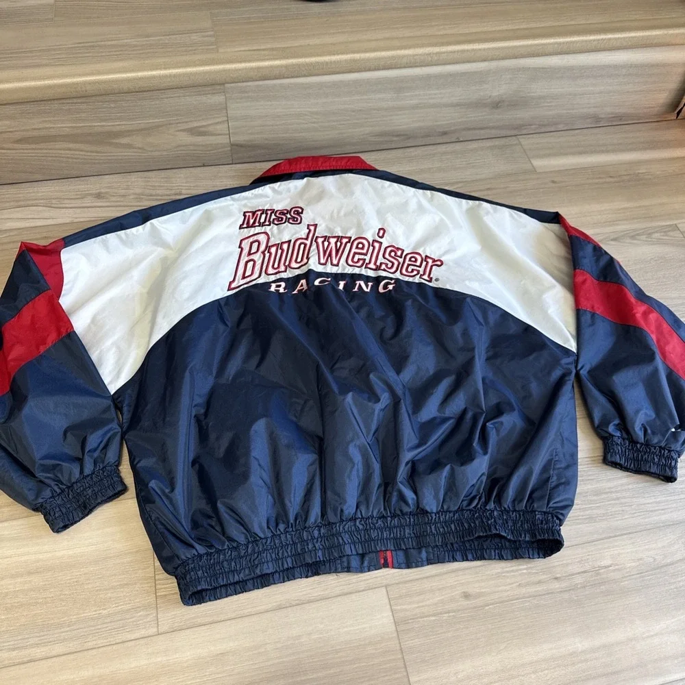 Vintage Miss Budweiser‎ Racing Pro Player Jacket Windbreaker SIZE XL Beer Promo